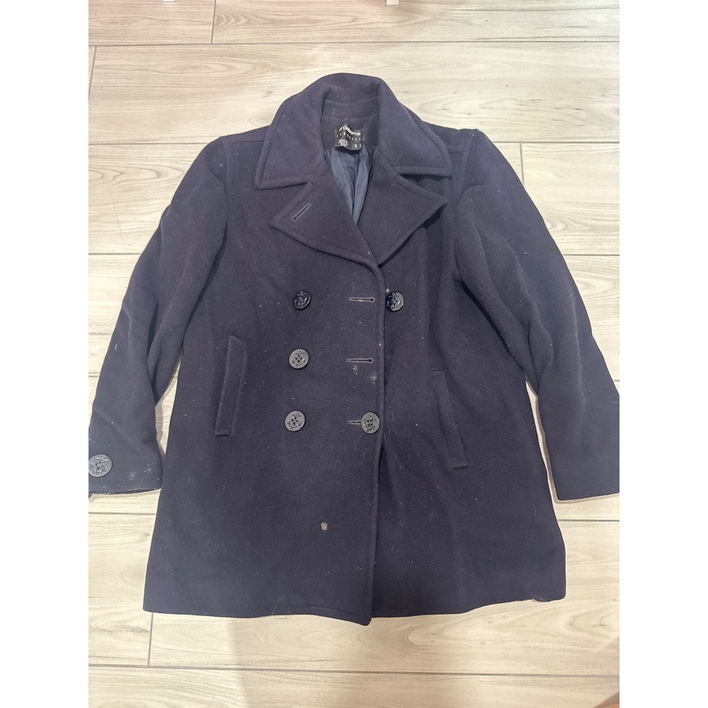 Liz Claiborne Classics Black / Navy Blue Double Breasted Pea Coat Women Small